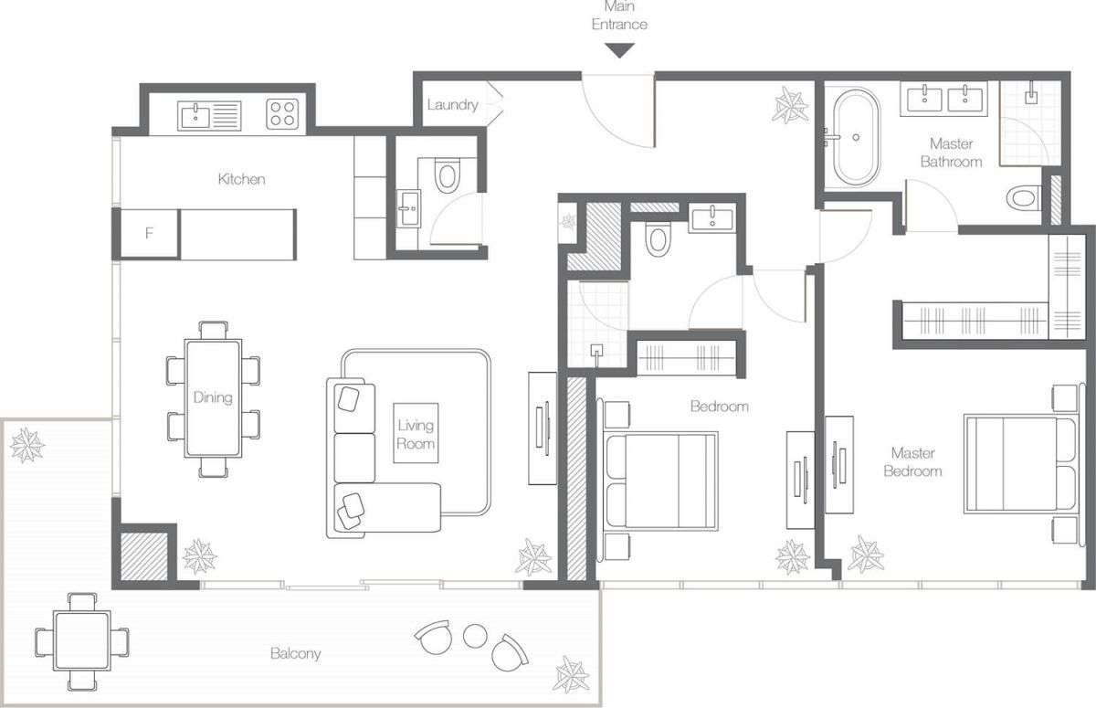 2 Bedroom Type 2C, Size 1445 Sq Ft